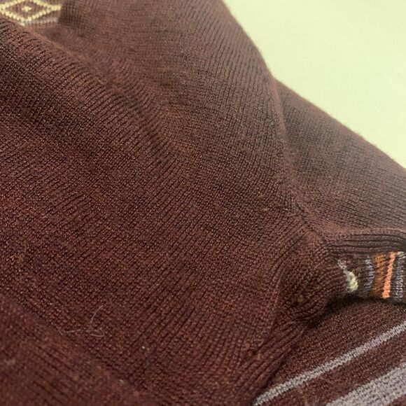 Smartwool Ethno Graphic Crew Neck Sweater Purple Print Striped Wool - Women's XS - Picture 6 of 11